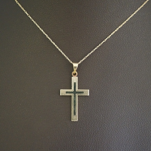 Jewelry - 14KY Gold Cross Pendant W/18" Ropa Chain
